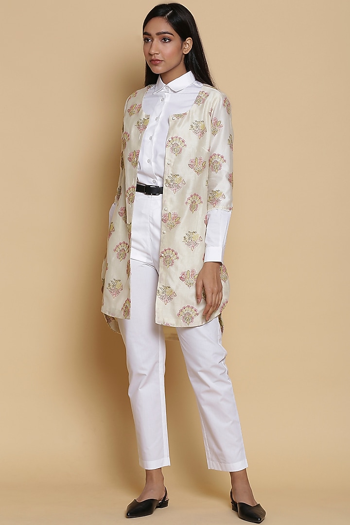 Kora White Embroidered Shirt by Abraham & Thakore at Pernia's Pop Up Shop