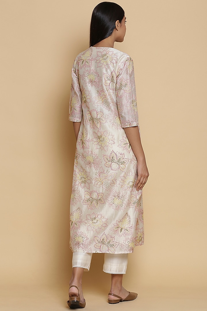 Kora White Embroidered Shirt Kurta by Abraham & Thakore at Pernia's Pop Up Shop