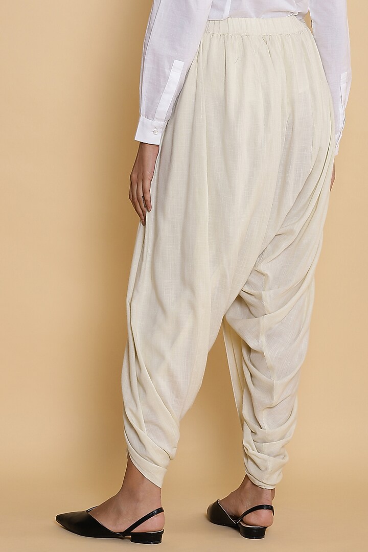 Ivory Viscose Dhoti Pants by Abraham & Thakore at Pernia's Pop Up Shop