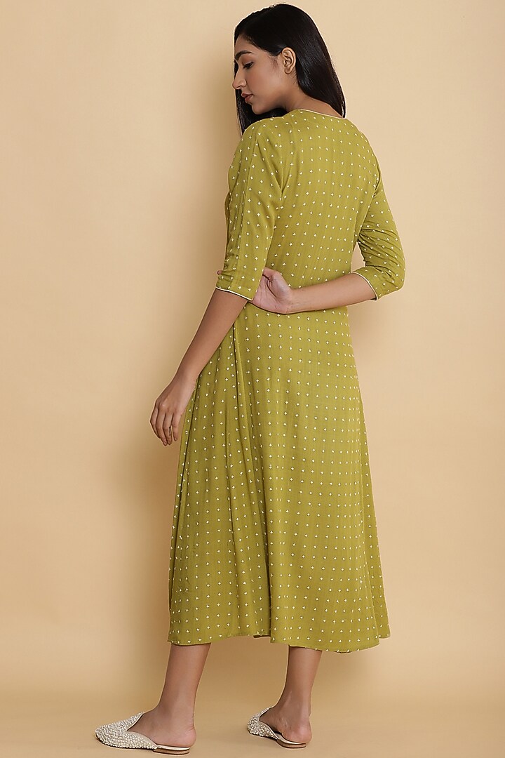 Amla Green Embroidered Kalidar Kurta by Abraham & Thakore at Pernia's Pop Up Shop