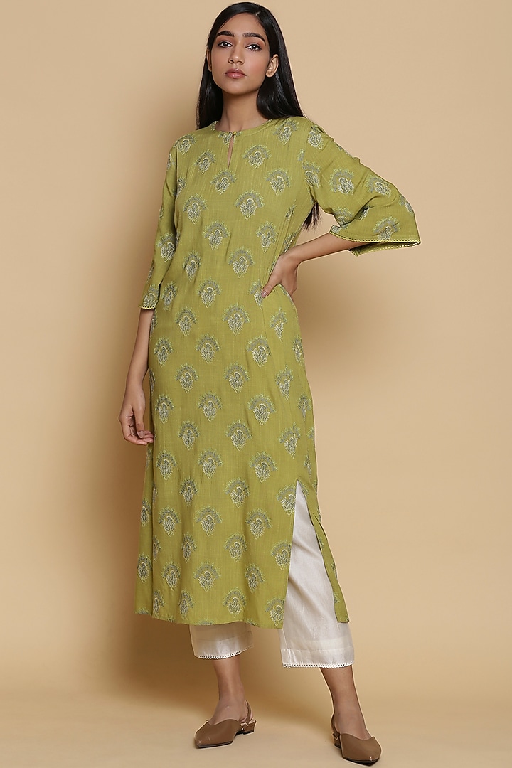 Amla Embroidered Long Kalidar Kurta by Abraham & Thakore at Pernia's Pop Up Shop