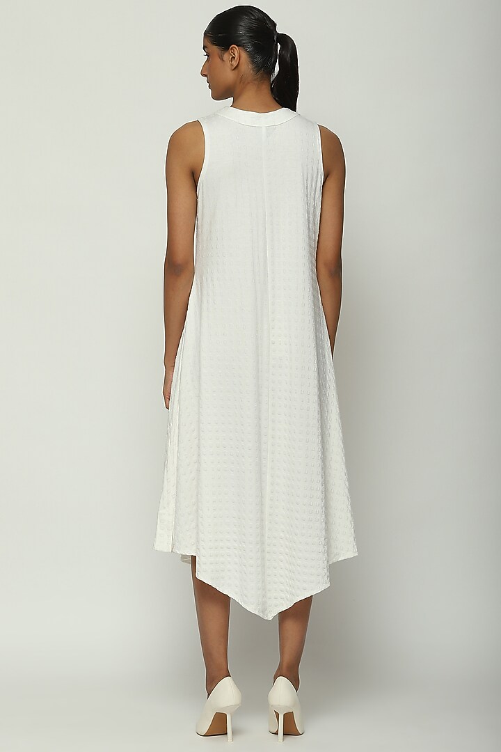 Ivory Lycra & Tencel Summer Dress by Abraham & Thakore at Pernia's Pop Up Shop