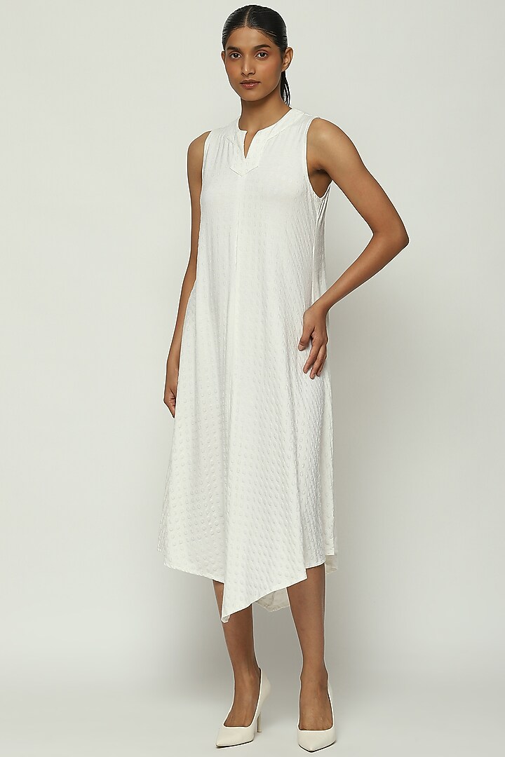 Ivory Lycra & Tencel Summer Dress by Abraham & Thakore at Pernia's Pop Up Shop