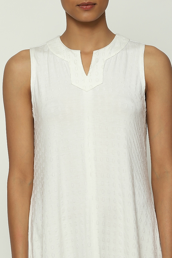 Ivory Lycra & Tencel Summer Dress by Abraham & Thakore at Pernia's Pop Up Shop