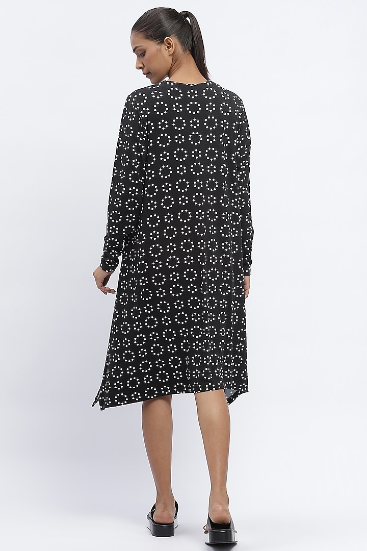 Black Lycra & Tencel Printed Summer Dress by Abraham & Thakore at Pernia's Pop Up Shop