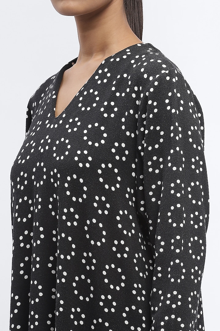 Black Lycra & Tencel Printed Summer Dress by Abraham & Thakore at Pernia's Pop Up Shop