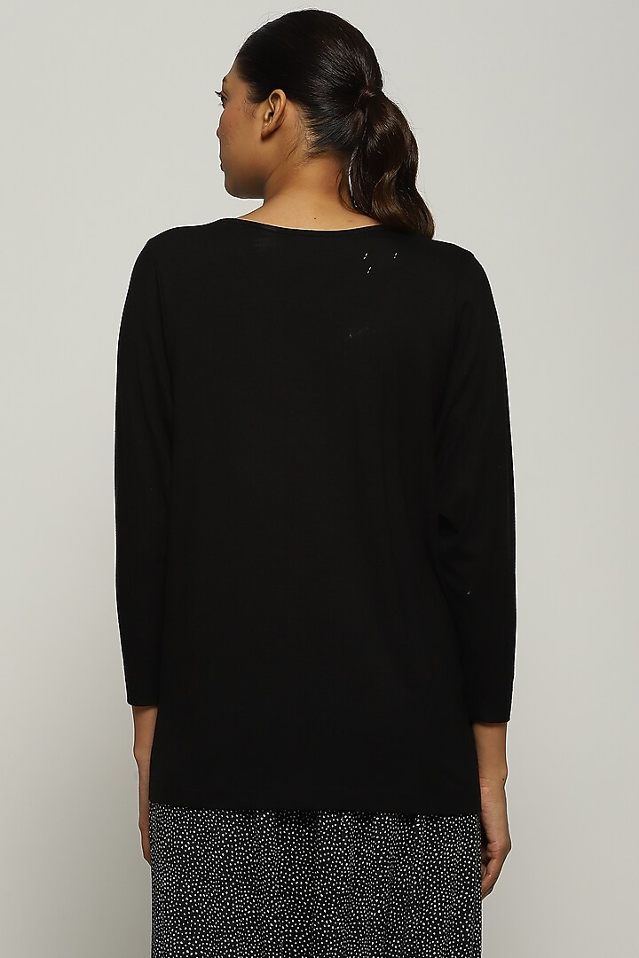 Black Lycra & Tencel Top by Abraham & Thakore at Pernia's Pop Up Shop