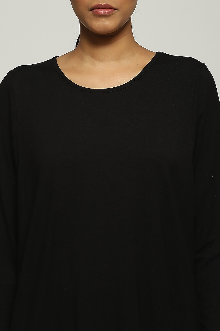 Black Lycra & Tencel Top by Abraham & Thakore at Pernia's Pop Up Shop