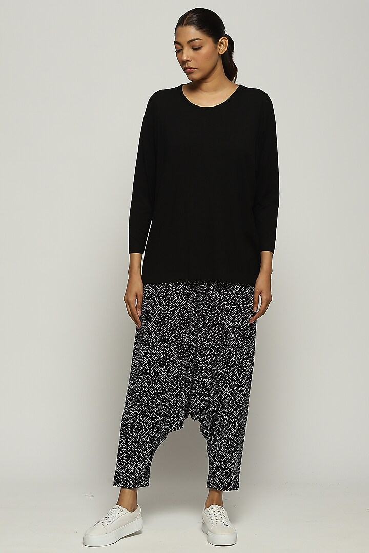 Black Lycra & Tencel Top by Abraham & Thakore at Pernia's Pop Up Shop