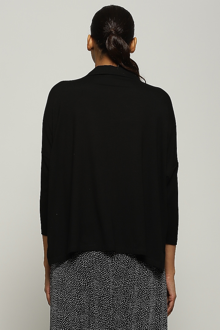 Black Lycra & Tencel Top by Abraham & Thakore at Pernia's Pop Up Shop