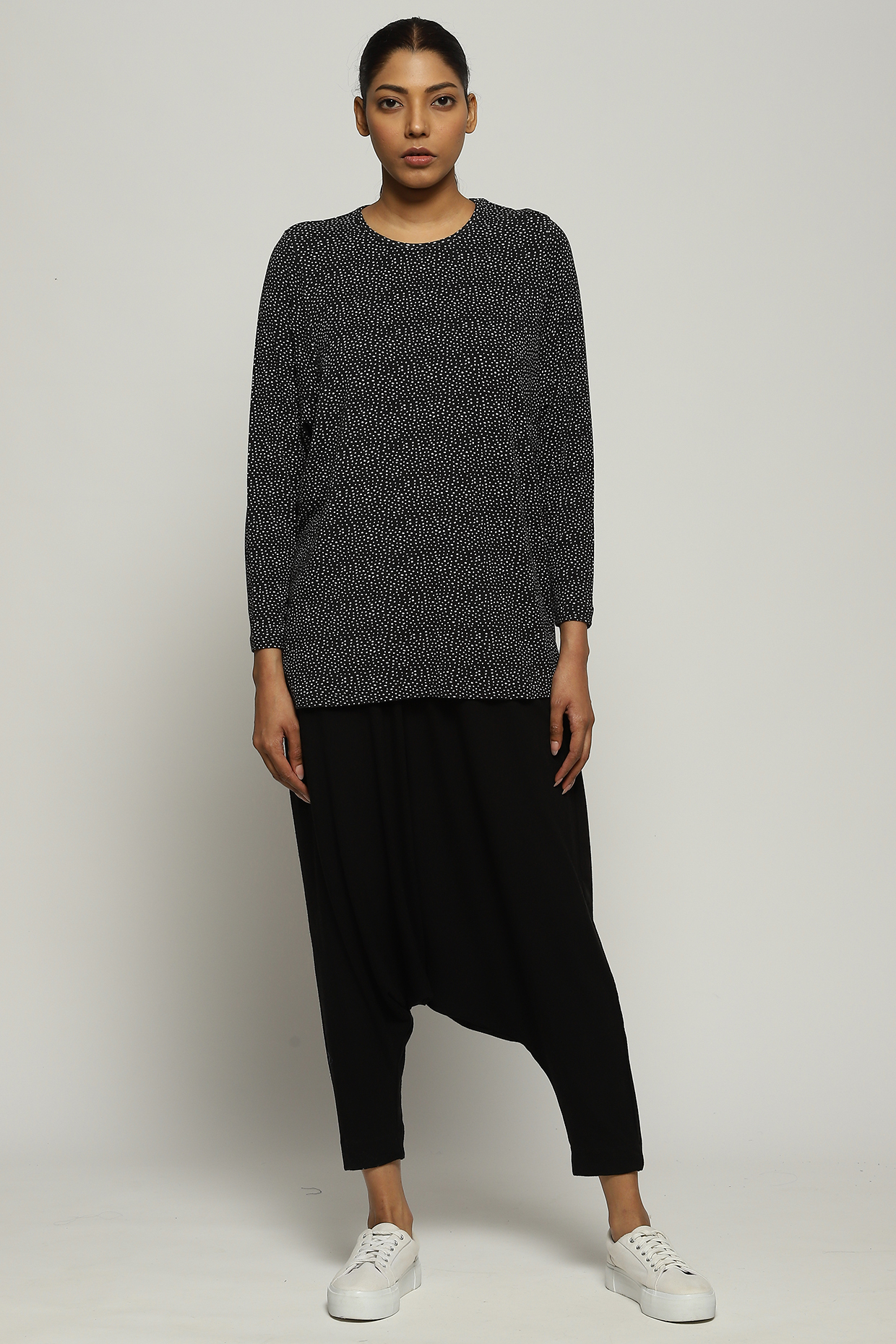 Black Lycra & Tencel Pants by Abraham & Thakore at Pernia's Pop Up Shop