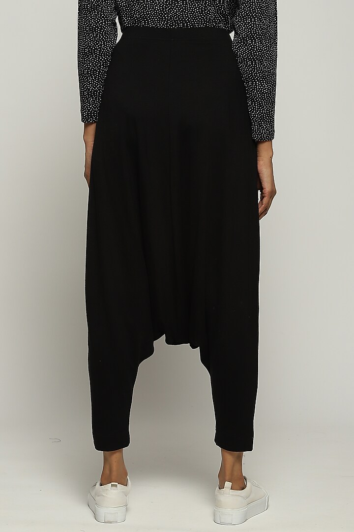 Black Lycra & Tencel Pants by Abraham & Thakore at Pernia's Pop Up Shop