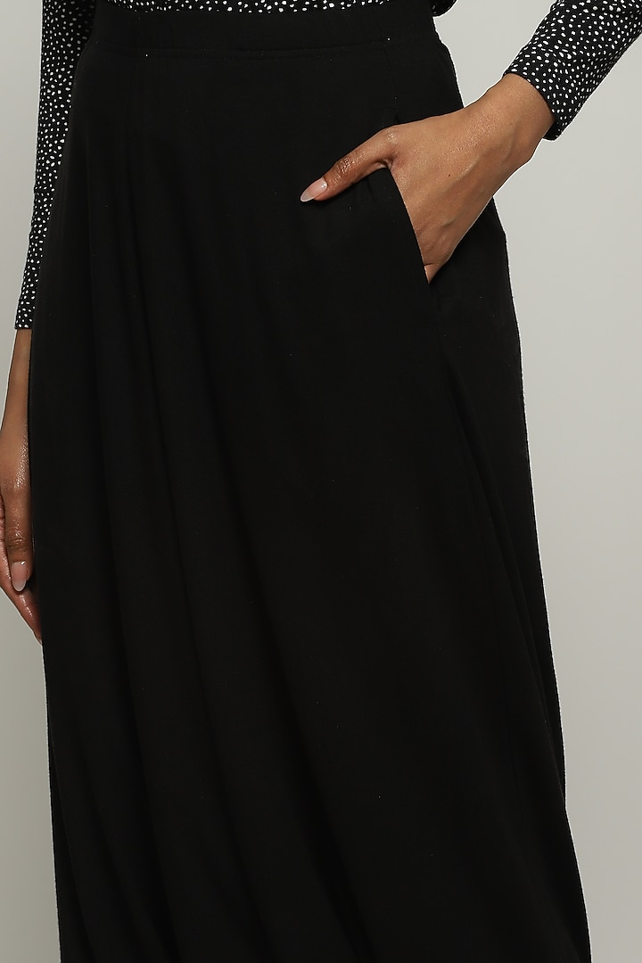 Black Lycra & Tencel Pants by Abraham & Thakore at Pernia's Pop Up Shop