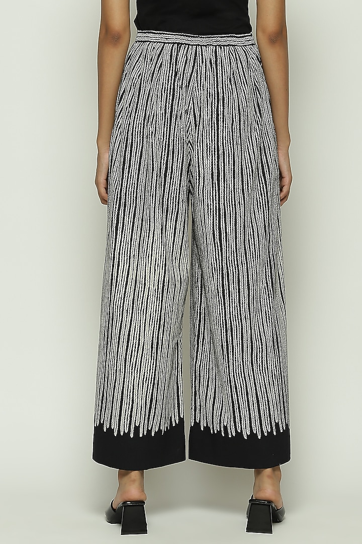 Black Voile Screen Printed Palazzo Pant by Abraham & Thakore at Pernia's Pop Up Shop