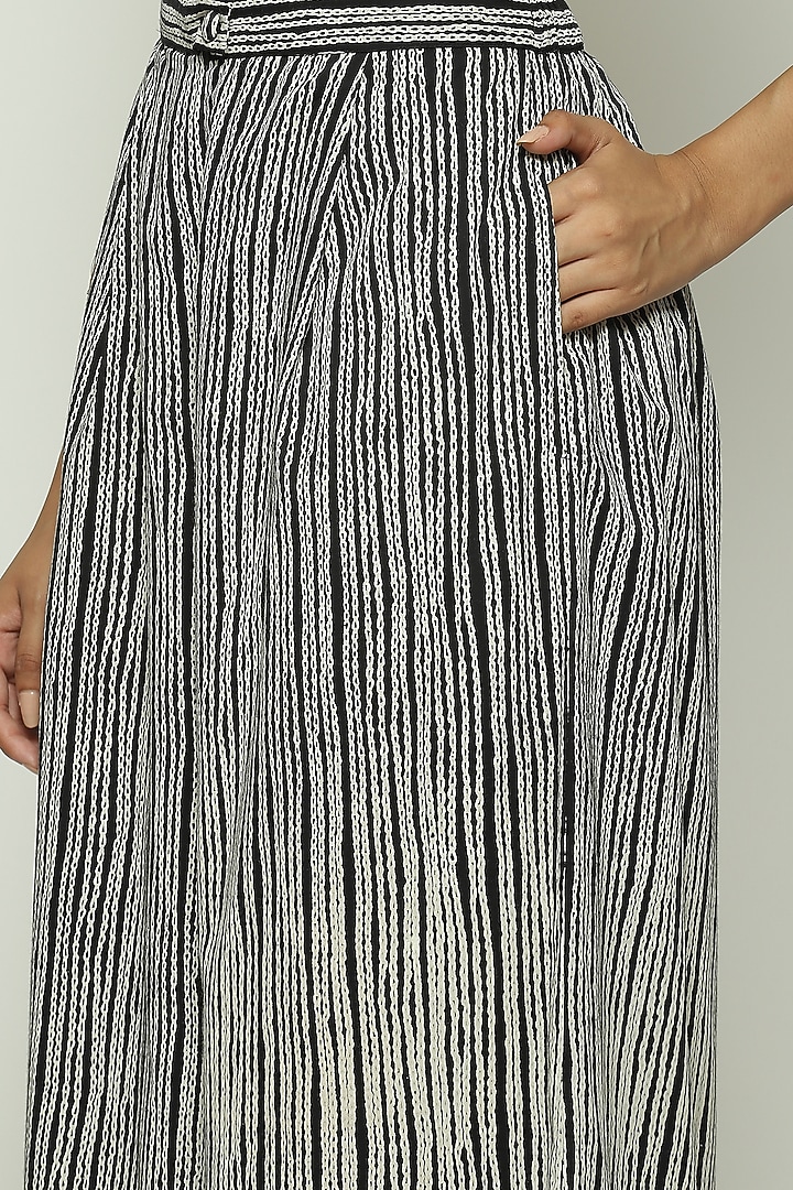 Black Voile Screen Printed Palazzo Pant by Abraham & Thakore at Pernia's Pop Up Shop