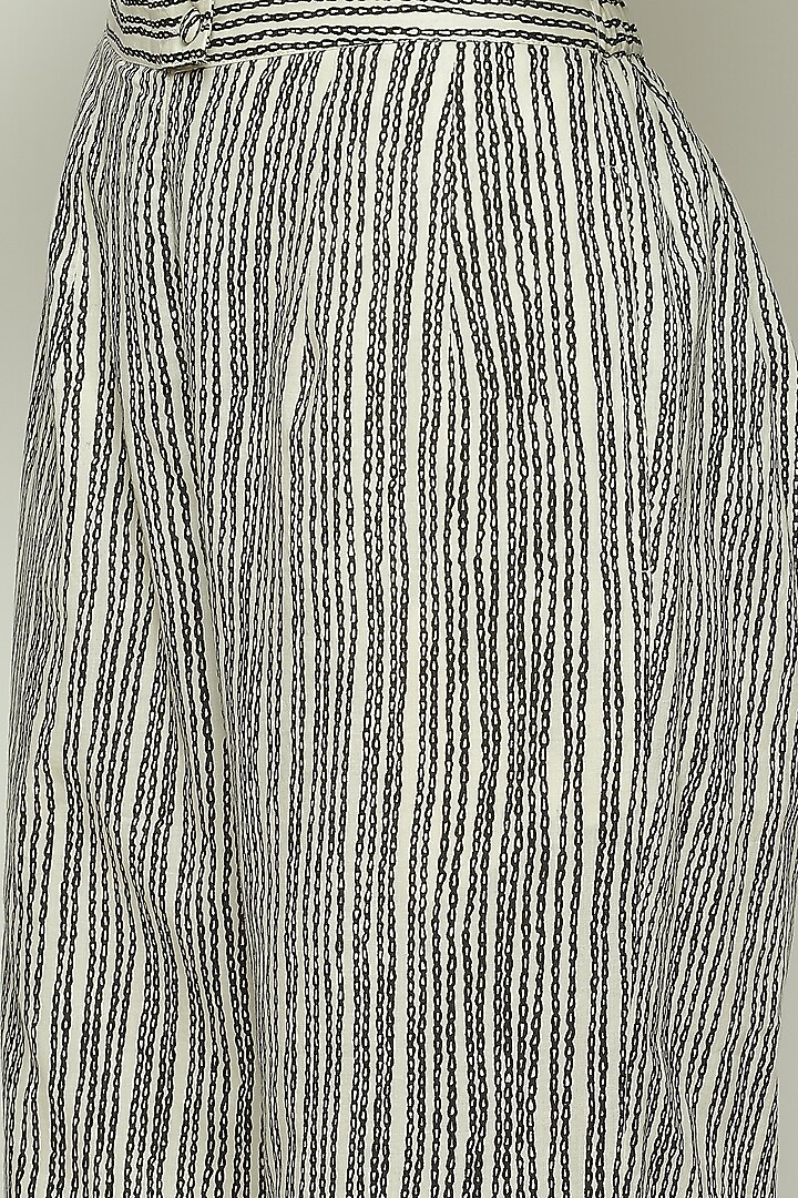 Black Voile Screen Printed Straight Pant by Abraham & Thakore at Pernia's Pop Up Shop