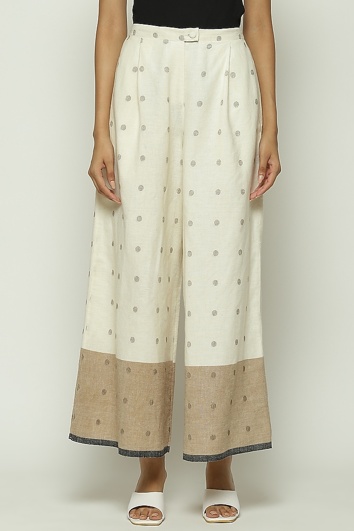 Ivory Jamdani Palazzo Pant by Abraham & Thakore at Pernia's Pop Up Shop