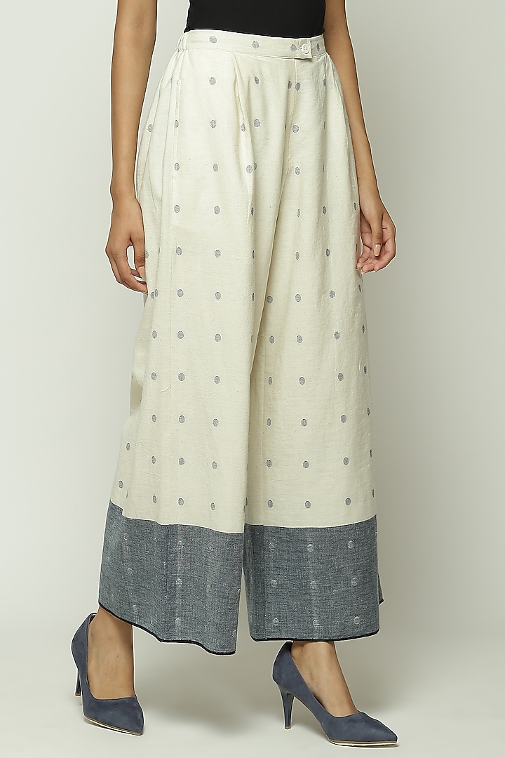 Ivory Jamdani Palazzo Pant by Abraham & Thakore at Pernia's Pop Up Shop