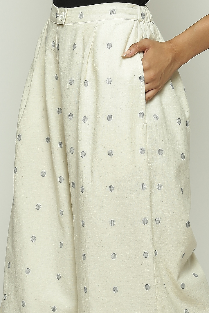 Ivory Jamdani Palazzo Pant by Abraham & Thakore at Pernia's Pop Up Shop