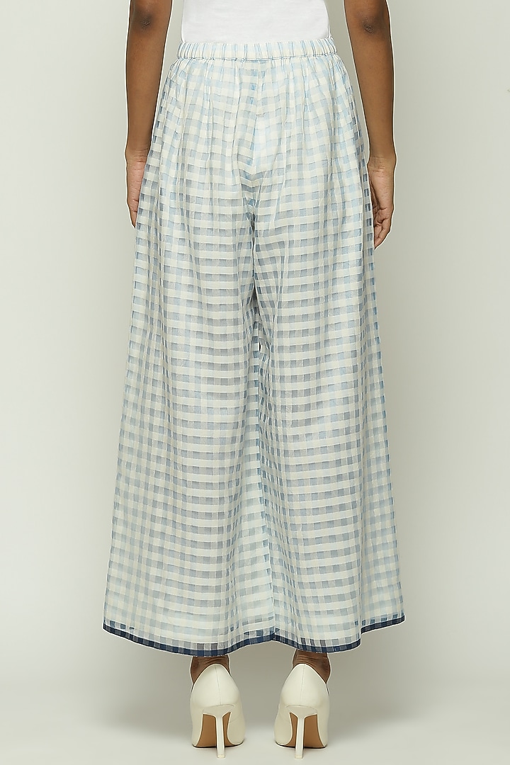 Blue Maheshwari Silk Palazzo Pant by Abraham & Thakore at Pernia's Pop Up Shop