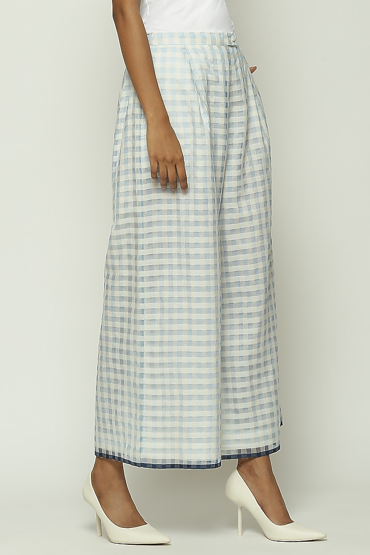 Blue Maheshwari Silk Palazzo Pant by Abraham & Thakore at Pernia's Pop Up Shop