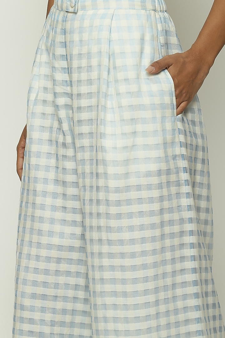 Blue Maheshwari Silk Palazzo Pant by Abraham & Thakore at Pernia's Pop Up Shop