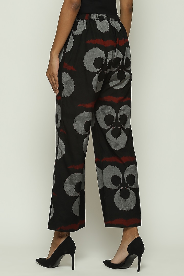 Black Silk & Cotton Ikat Straight Pant by Abraham & Thakore at Pernia's Pop Up Shop