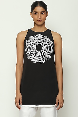 Black Sheer Crepe Sequin Mini Dress by Abraham & Thakore