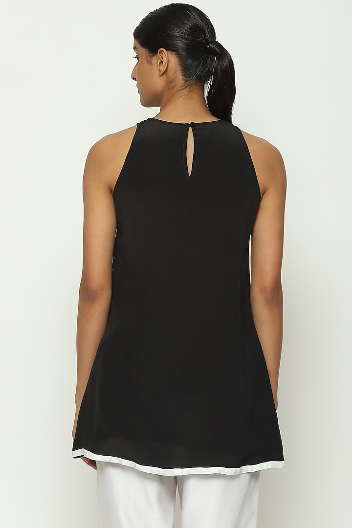 Black Sheer Crepe Sequin Mini Summer Dress by Abraham & Thakore at Pernia's Pop Up Shop