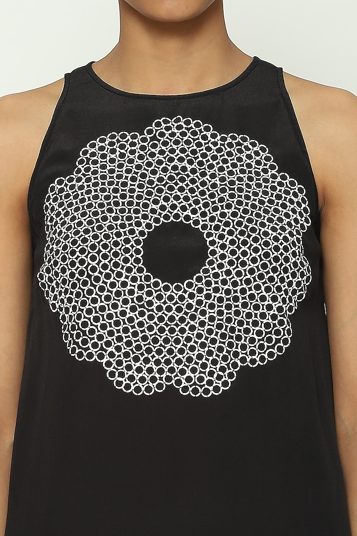 Black Sheer Crepe Sequin Mini Summer Dress by Abraham & Thakore at Pernia's Pop Up Shop
