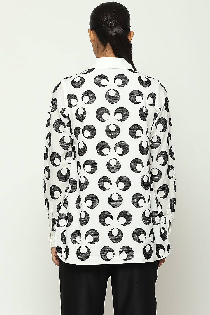 Ivory Cotton Voile Embroidered Shirt by Abraham & Thakore at Pernia's Pop Up Shop