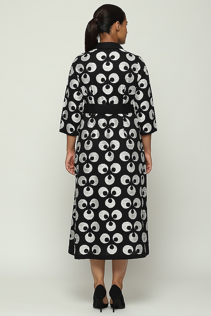 Black Cotton Voile Embroidered Vacation Shirt Dress by Abraham & Thakore at Pernia's Pop Up Shop