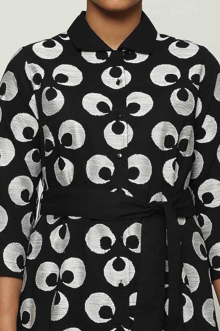 Black Cotton Voile Embroidered Vacation Shirt Dress by Abraham & Thakore at Pernia's Pop Up Shop