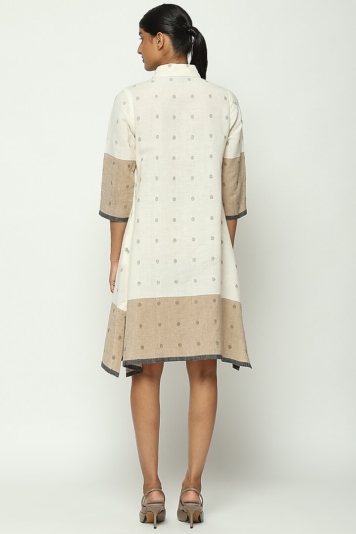 Ivory Cotton Jamdani Dotted Shirt by Abraham & Thakore at Pernia's Pop Up Shop