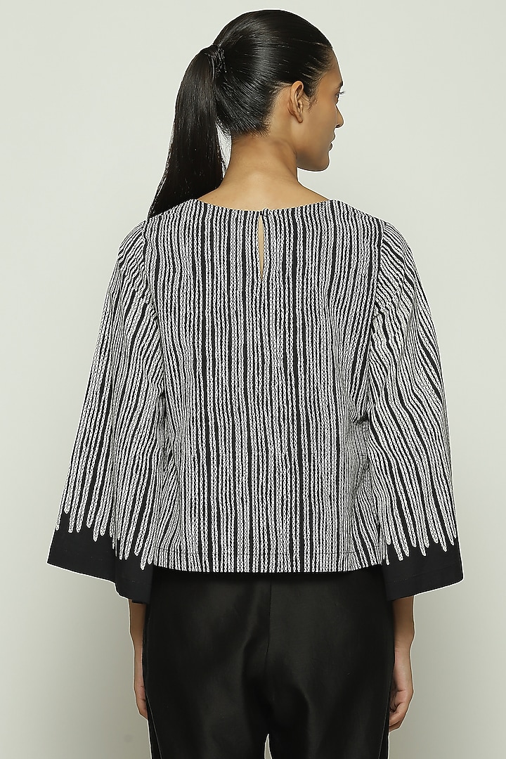 Black Voile Screen Printed Top by Abraham & Thakore at Pernia's Pop Up Shop