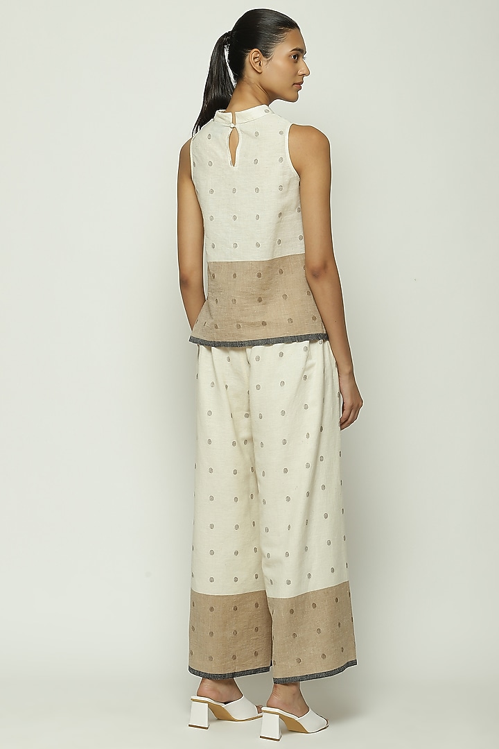 Ivory Cotton Dotted Jamdani Top by Abraham & Thakore at Pernia's Pop Up Shop