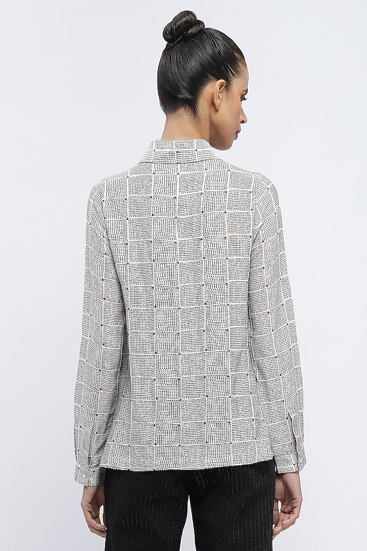 Ivory Chanderi Digital Printed Shirt by Abraham & Thakore at Pernia's Pop Up Shop