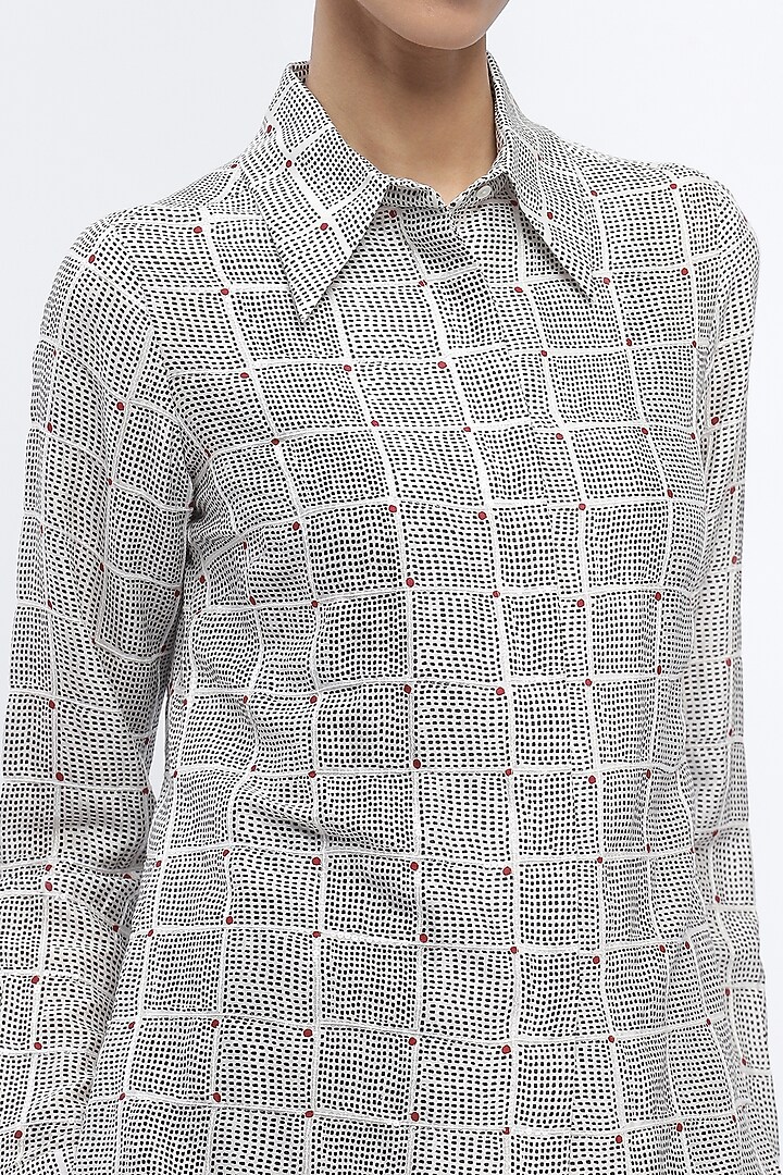 Ivory Chanderi Digital Printed Shirt by Abraham & Thakore at Pernia's Pop Up Shop