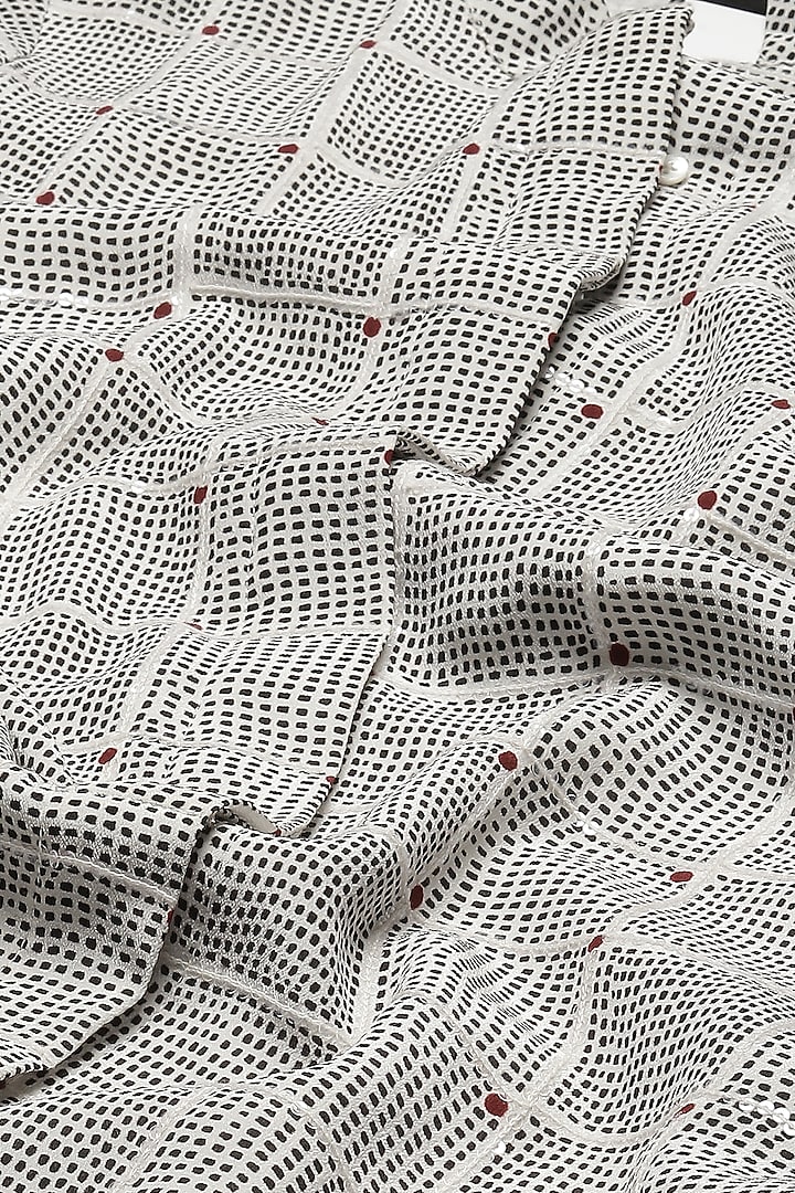 Ivory Chanderi Digital Printed Shirt by Abraham & Thakore at Pernia's Pop Up Shop