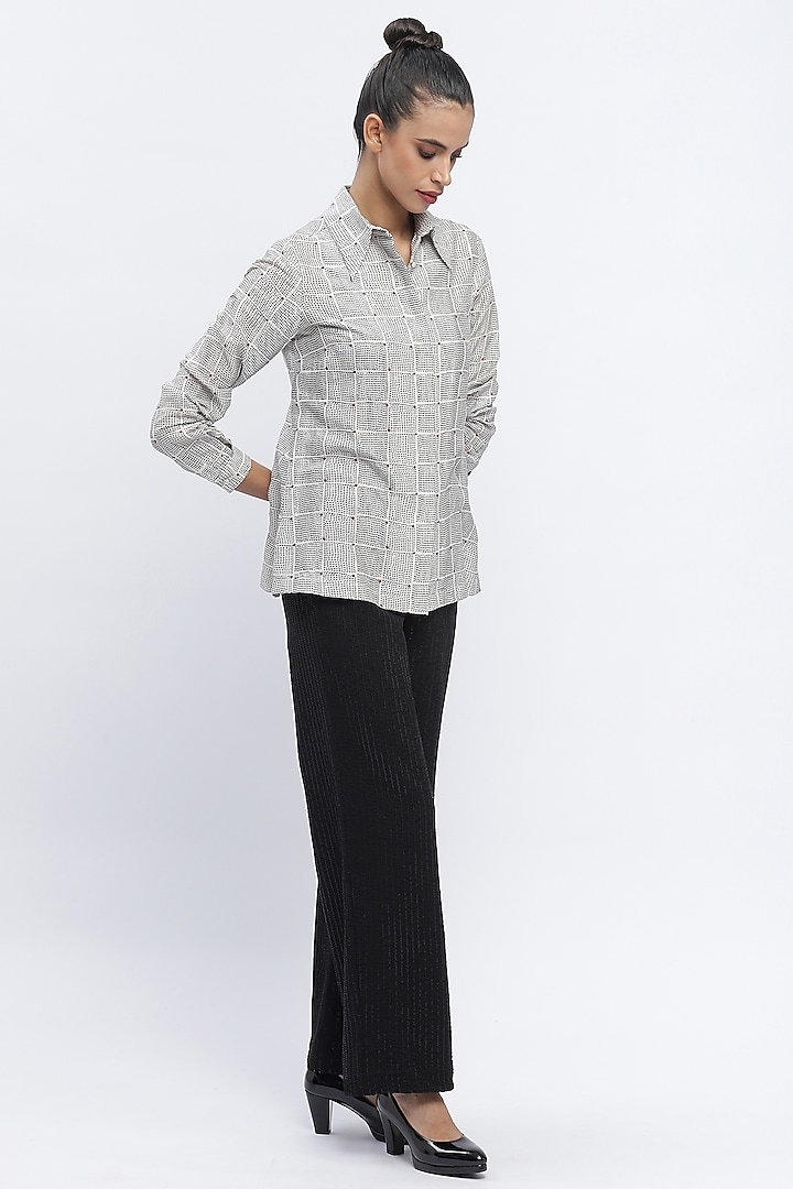 Ivory Chanderi Digital Printed Shirt by Abraham & Thakore at Pernia's Pop Up Shop