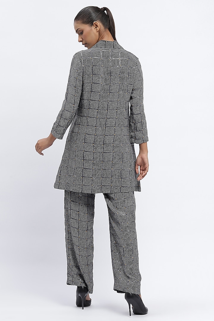Black Chanderi Digital Printed Shirt by Abraham & Thakore at Pernia's Pop Up Shop