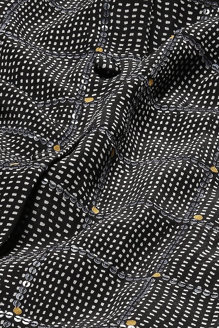 Black Chanderi Digital Printed Shirt by Abraham & Thakore at Pernia's Pop Up Shop