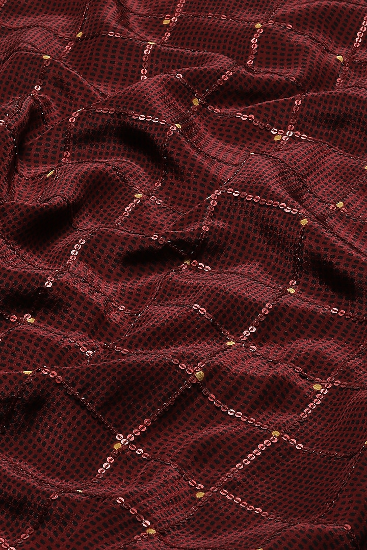 Burgundy Chanderi Digital Printed Kurta by Abraham & Thakore at Pernia's Pop Up Shop