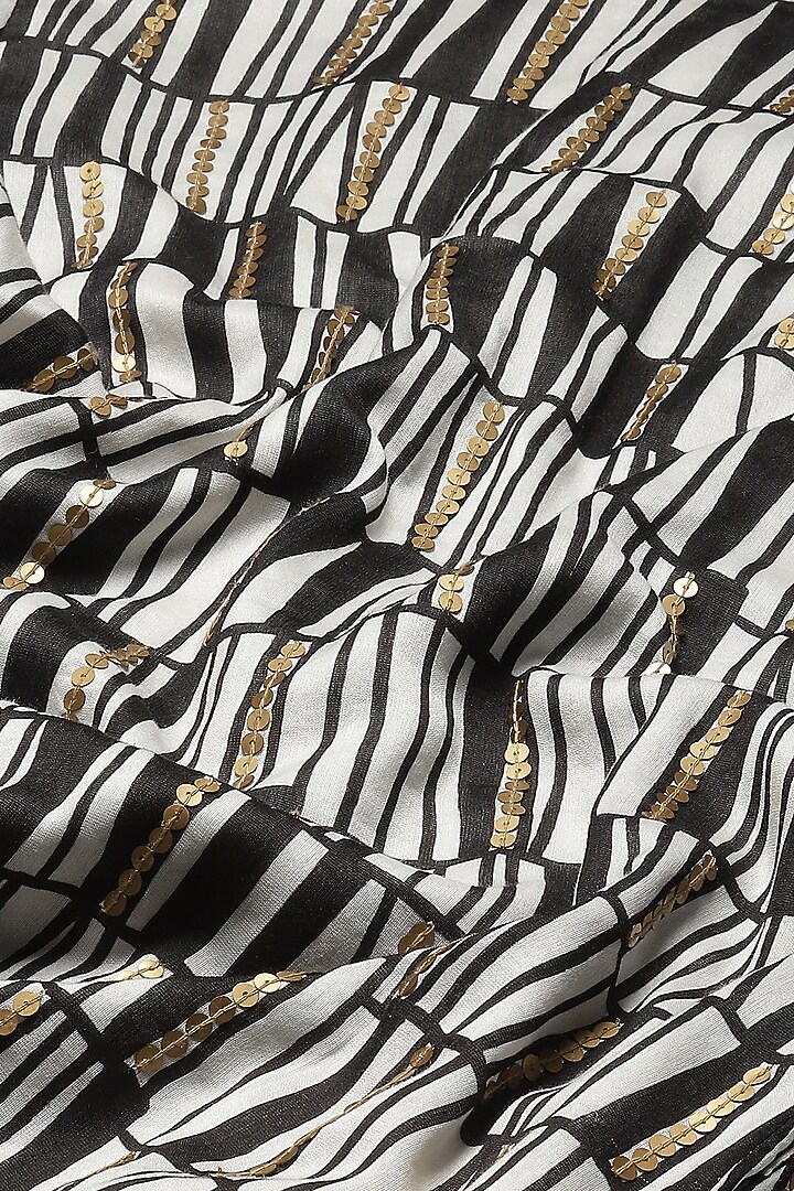 Black & Ivory Chanderi Digital Printed Shirt by Abraham & Thakore at Pernia's Pop Up Shop