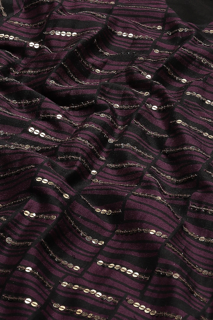 Aubergine Viscose Crepe Digital Printed Kaftan by Abraham & Thakore at Pernia's Pop Up Shop
