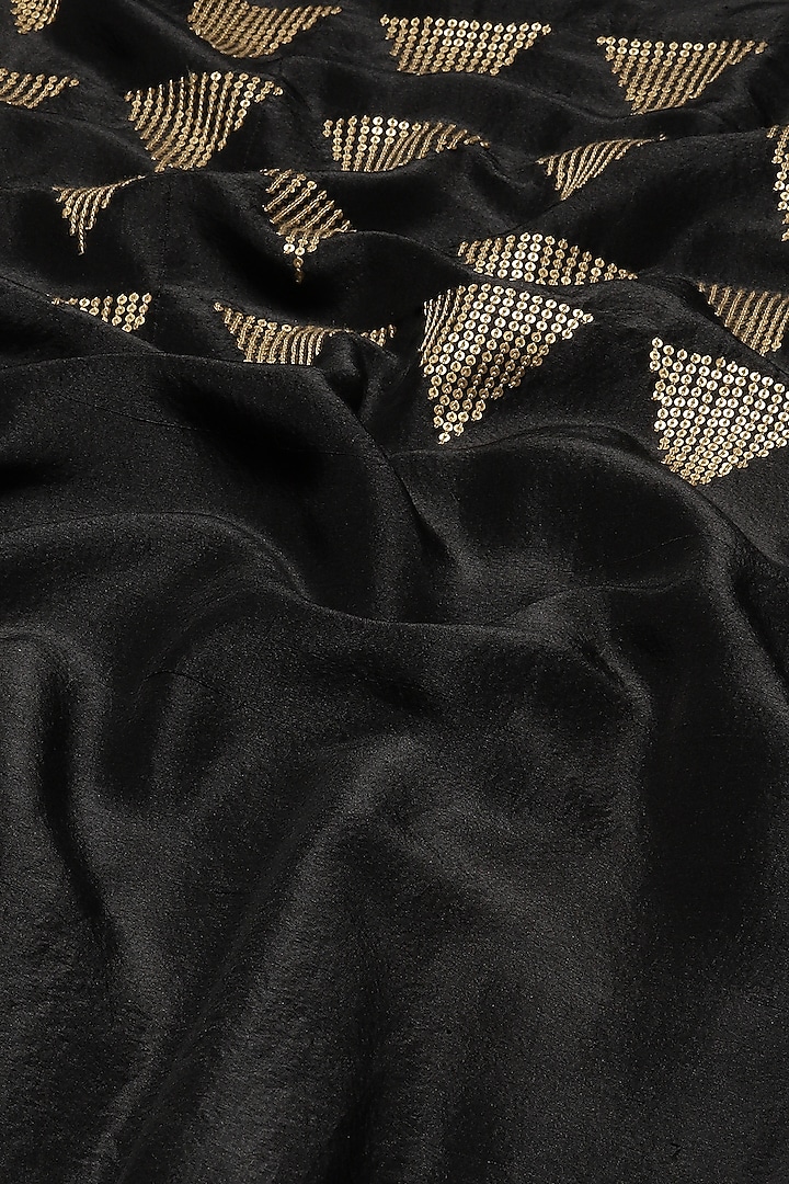 Black Silk Shantung Sequins Embroidered Kurta by Abraham & Thakore at Pernia's Pop Up Shop