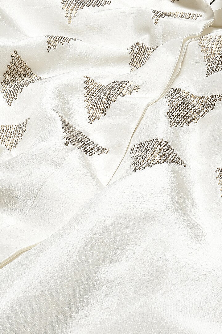 Ivory Silk Shantung Sequins Embroidered Shirt by Abraham & Thakore at Pernia's Pop Up Shop