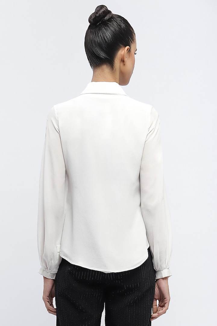 Ivory Crepe Digital Printed Shirt by Abraham & Thakore at Pernia's Pop Up Shop