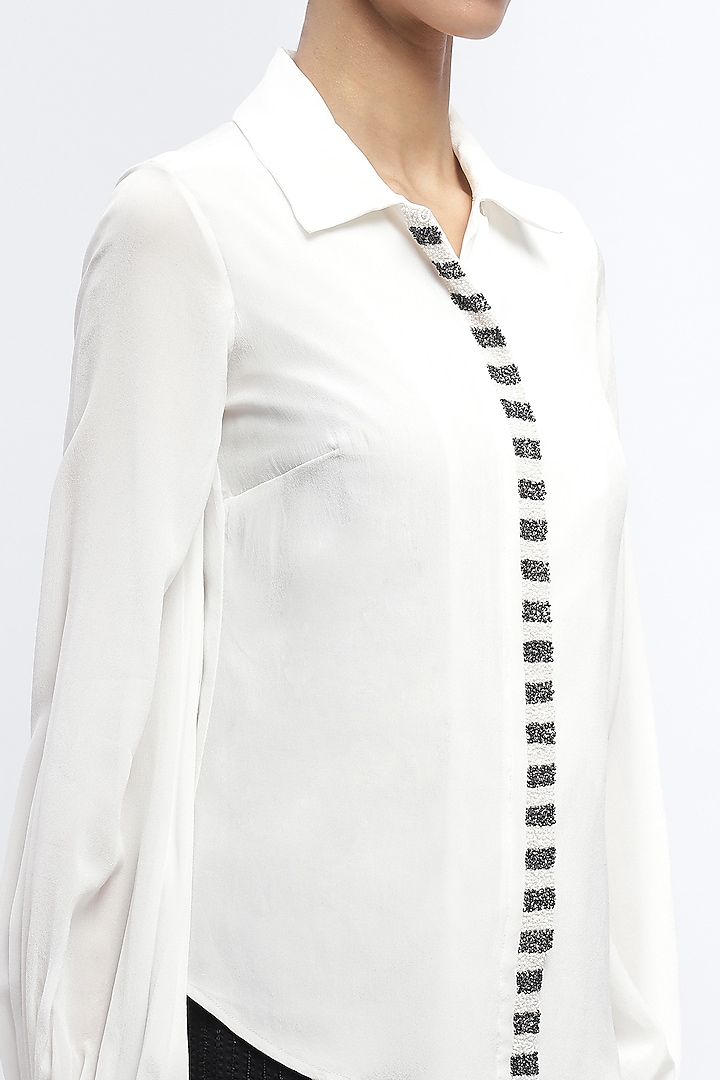 Ivory Crepe Digital Printed Shirt by Abraham & Thakore at Pernia's Pop Up Shop