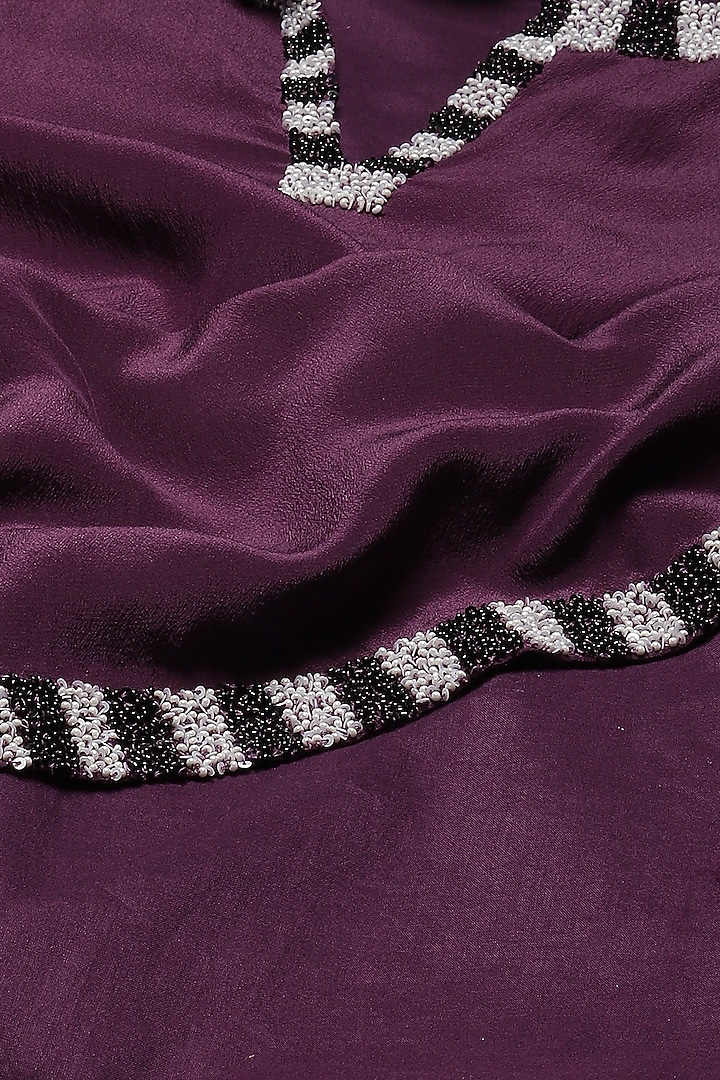 Aubergine Fluid Crepe Digital Printed Vacation Dress by Abraham & Thakore at Pernia's Pop Up Shop